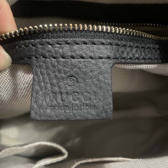 GUCCI SoHo Tote Shoulder Bag Black Leather Logo Chain Luxury Preppy - Picture 12 of 16